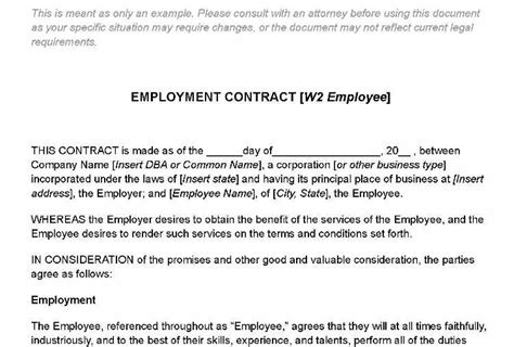 Employment Contract Template What To Include And Pros And Cons