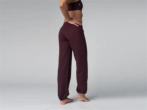 Pantalon De Yoga Param Coton Bio Et Lycra Prune Fin De Serie
