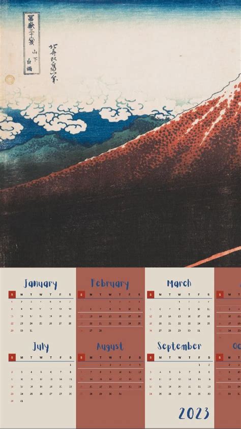 Calendar 2023 Storm Below Mount Fuji Sanka No Haku U By Katsushika