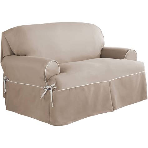 Serta Relaxed Fit Twill Furniture Slipcover Loveseat 1 Piece T Cushion