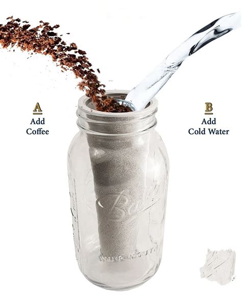 Realand Premium Stainless Steel Mason Jar Cold Brew Coffee Maker And
