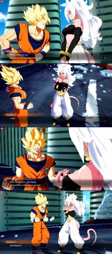 Goku Flirting With Majin Android 21 Db Fighterz Dragon Ball Super Dragon Ball Z Dragon Ball