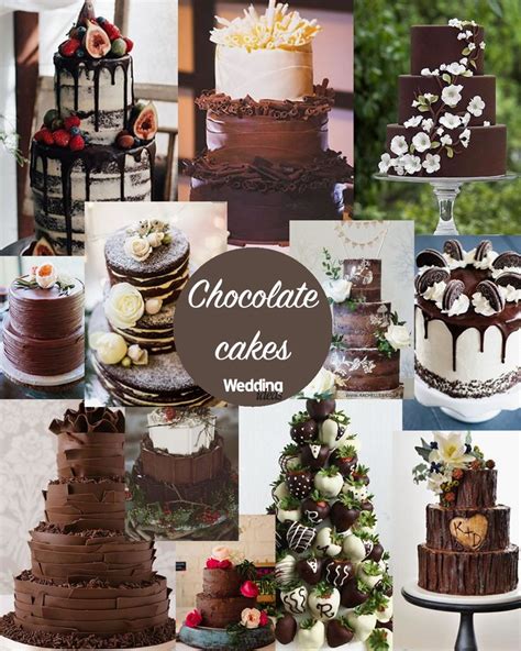 a collage of cakes with chocolate frosting and flowers