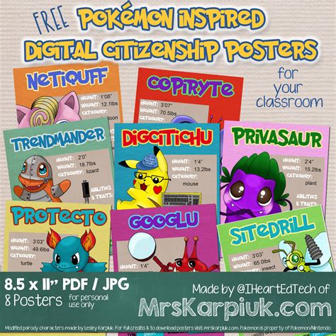 Students understand human, cultural, and societal issues related to technology and practice legal and ethical behavior. I Made Some Free Pokémon Inspired Digital Citizenship ...