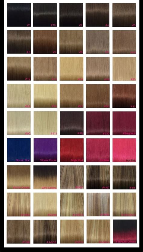 Standard Col Chart Hair Color Chart Remy Hair Extensions Khloe Hair
