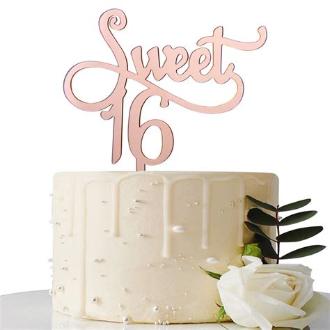 Buy Mirror Rose Gold Sweet 16 Cake Topper 16th Birthday Cake Topper