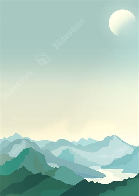 The Mountains With Scenic Greenery Page Border Background Word Template
