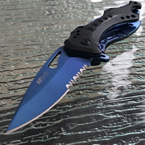 8 Mtech Usa Tactical Blue Titanium Pocket Knife Mt A705bl