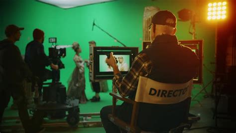 Director Shooting Period Film Green Screen Cgi Scene With Actors
