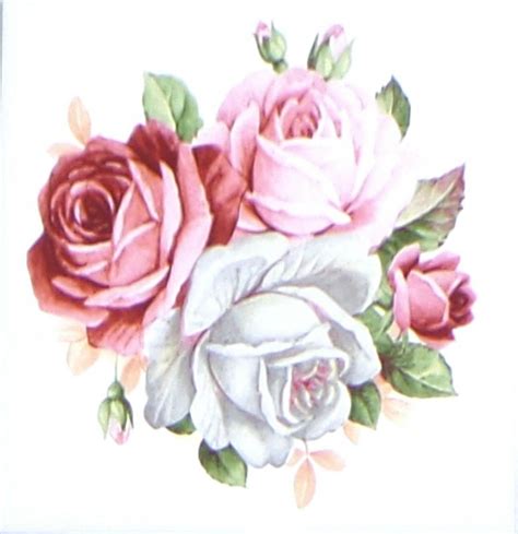One Summer Bloom Rose Flower Pink Ceramic Tile 425 X 425 Kiln Fired