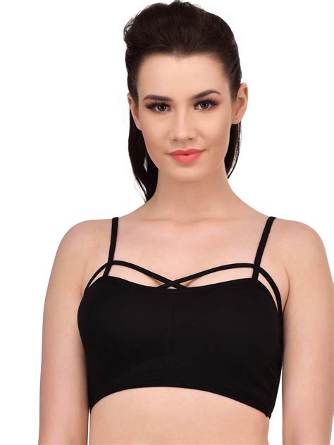 buy n gal women s front criss cross strap bra cum crop top online ₹499 from shopclues