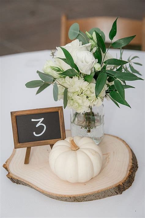 Cute Rustic Fall Wedding Centerpieces With Mini Chalkboards And White
