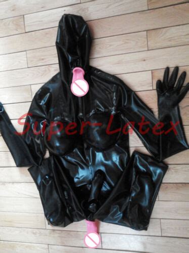 142 Latex Catsuit Inflatable Breast Three Condom Customized