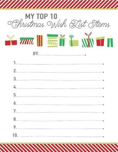 Free Printable Christmas List Template PRINTABLE TEMPLATES