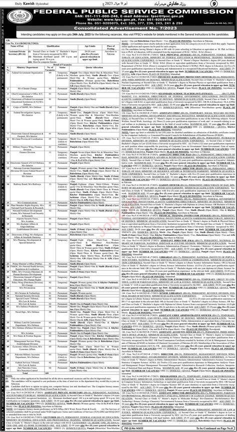 Job Announcement At Fpsc Islamabad 2023 2024 Job Advertisement Pakistan