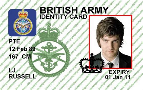 British Army ID Card Template PSD UK Military Document