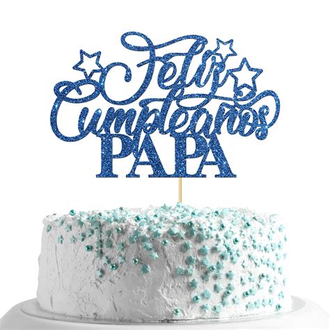 Buy Blue Glitter Feliz Cumpleaños Papa Cake Topper Daddy Birthday