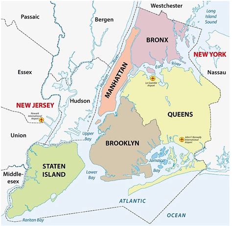 New York City Boroughs Map Printable