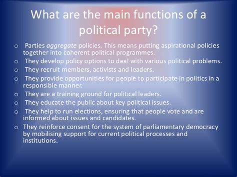 Functions Of Political Parties