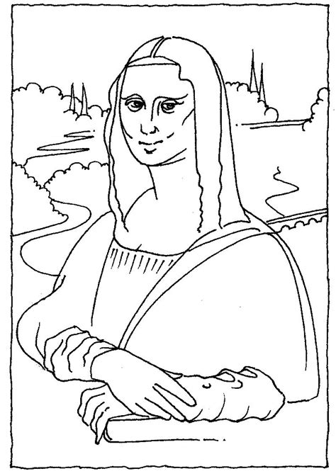 Mona Lisa Outline Coloring Page Sketch Coloring Page