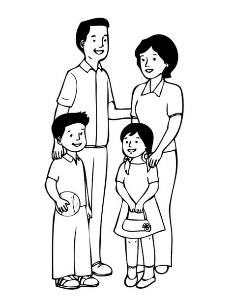√ 10 Mewarnai Gambar Keluarga Bahagia Sketsa Hitam Putih Onpos