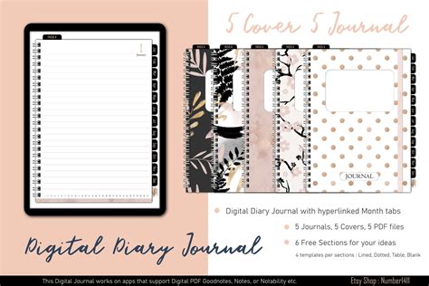Digital Diary Journal Digital Notebook With Tabs Digital Etsy In 2021
