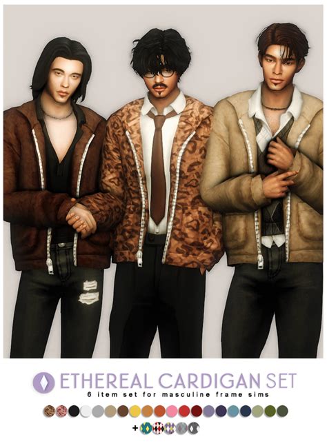 Ethereal Cardigan Set Redux Nucrests On Patreon Sims 4 Men Clothing