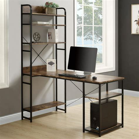 Computer Desk With Storage Shelves Modern Writing Home Office Desks