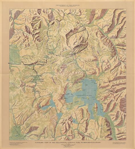 Panoramic View Of Yellowstone National Park Rare And Antique Maps