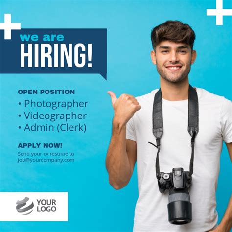We Are Hiring Job Photographer Instagram Post Template Postermywall