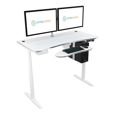 I really wanted a geek desk, but they're like 1,000 dollars. Power Lift Height Adjustable Standing Desk by VersaDesk
