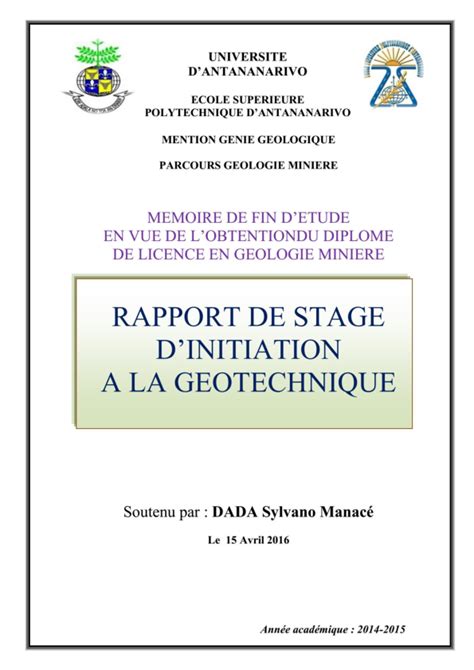 Pdf Rapport De Stage Du Laboratoire National Du Travaux Publics Et Du