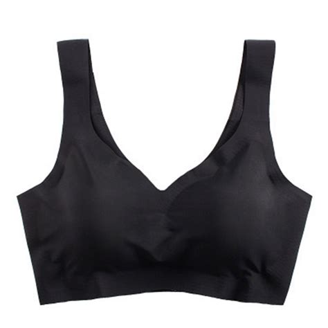Chaoma Women Seamless Vest Bra With Removable Pad Sexy V Neck Solid Color Wireless Underwear