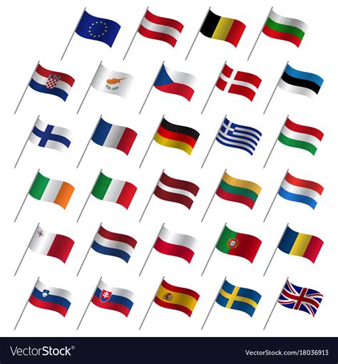 European Union Country Flags 2017 Member States Vector Image