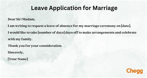 Leave Application For Marriage Format And Sample Letters