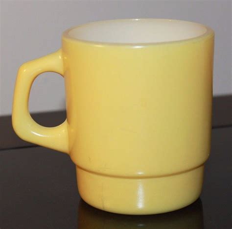 Fire King Anchor Hocking Mug Vintage Retro Bright Yellow Stacking Glass