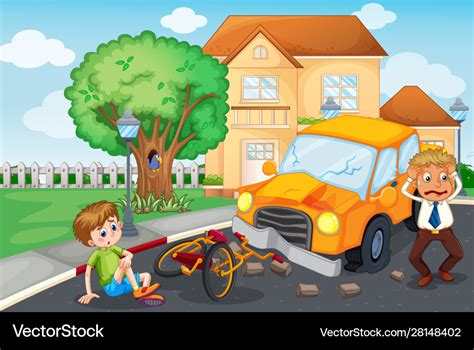 scene with accident on road royalty free vector image