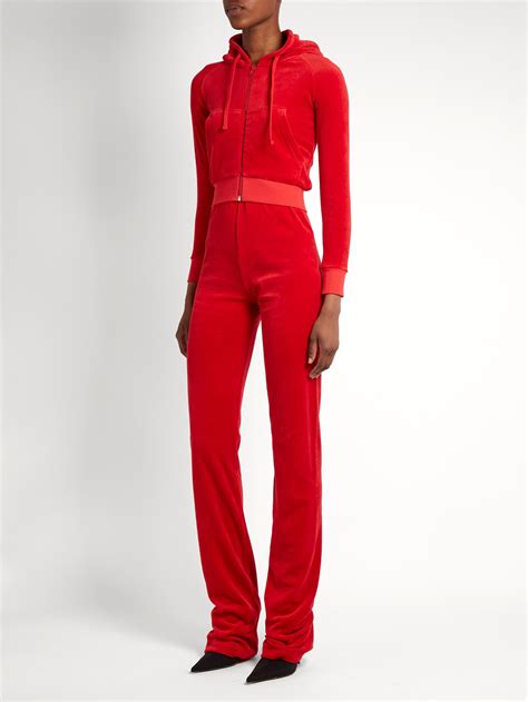 Vetements X Juicy Couture Cotton Blend Velour Tracksuit In Red Lyst