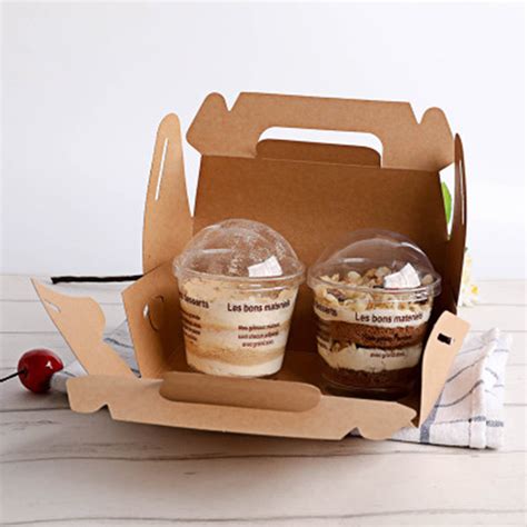 10 Pcsset 2 Colors Kraft Paper Baking Food Storage Box Christmas Party