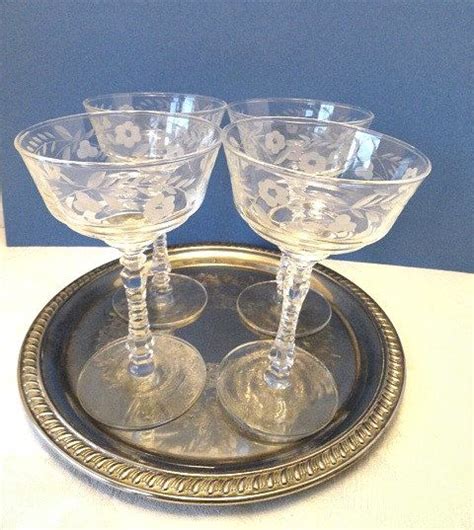 Maybe you would like to learn more about one of these? 4 Vintage Crystal Wine Glasses Etched Flowers, Libbey ...