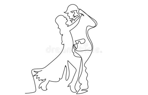 Continuous Line Drawing Dancing Couple Stock Illustrations 150