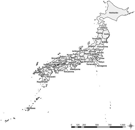Japan map blank japanese map vector. Blank Map Japan Prefectures