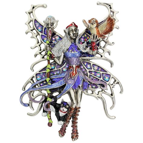 New Kirks Folly She Goddess Warrior Fairy With Cat Pin Pendant