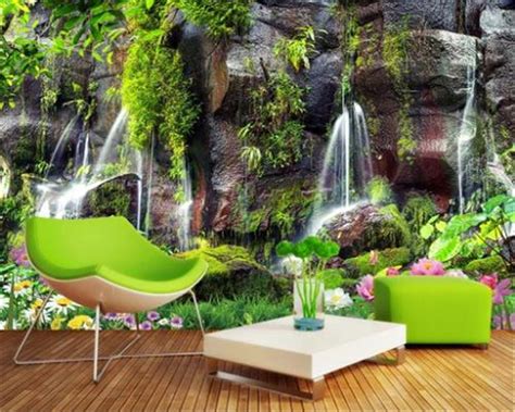 3d Wallpaper Mural Landscape Waterfall Beautiful Scenery Living Room