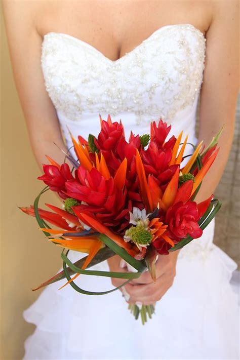 Free for commercial use no attribution required high quality images. tropical wedding bouquet with red ginger and bird of ...