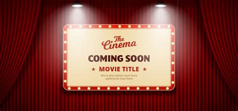 Coming Soon Movie In Cinema Theater Billboard Sign On Red Theater Stage