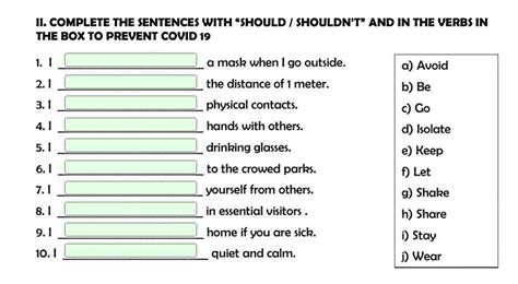 11 Complete The Sentences With Should Shouldn T And In The Verbs In The Box To Prevent