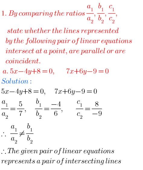 Ssc Maths Solutions For Pair Of Linear Equations In Two Variables Class