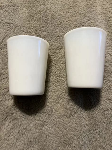 Vintage Hazel Atlas Milk Glass White Opalescent Tall Cups Juice