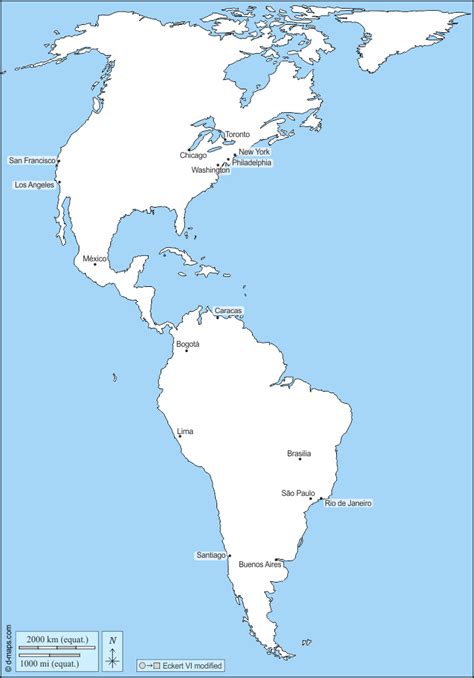 Amériques Carte Géographique Gratuite Carte Géographique Muette